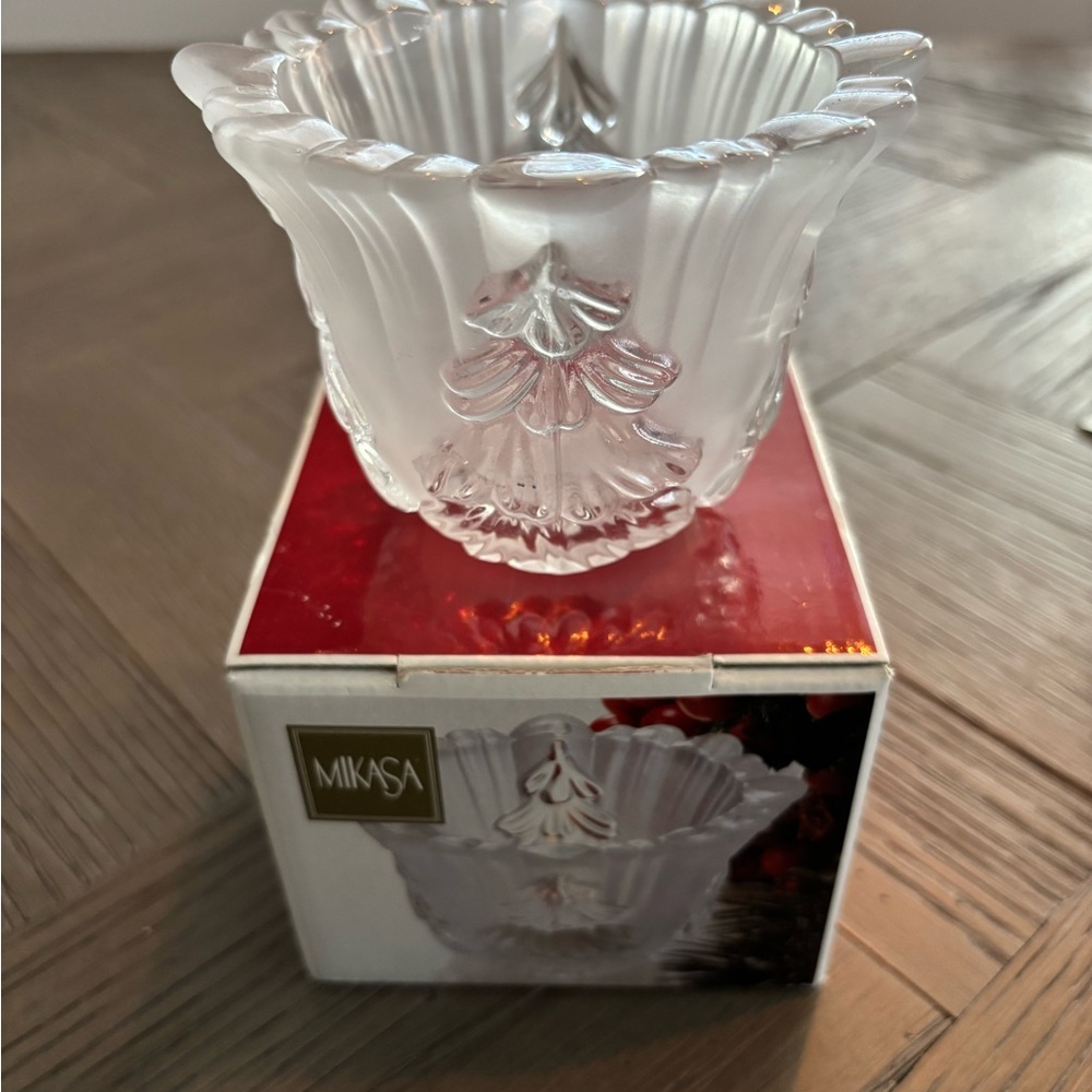 Mikasa Clear Frosted Glass Candle Holder